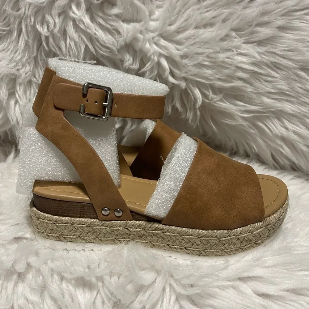 𝅺Espadrille Strap Open Toe Sandals NIB - Picture 4 of 9